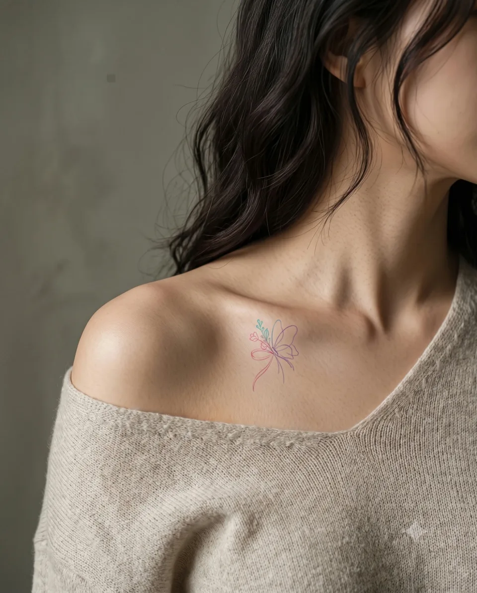 AI 연출 이미지, 20대 한국인 가상 모델의 옆모습과 쇄골 라인을 얼굴 없이 담은 화보 포즈. 실제 고객·실제 시술 장면이 아님