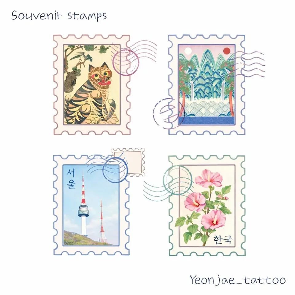 Tattoo artwork shared by Yeonjae Tattoo — Souvenir stamps from Seoul 🇰🇷