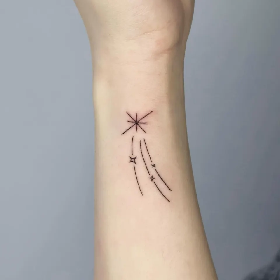 연재타투가 공개한 타투 작업 사진 — 손목에 미니 반짝이 별동별 새겨드렸습니다!