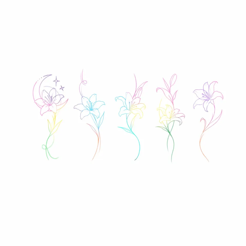 Tattoo artwork shared by Yeonjae Tattoo — Delicate lily fineline designs with a soft and…