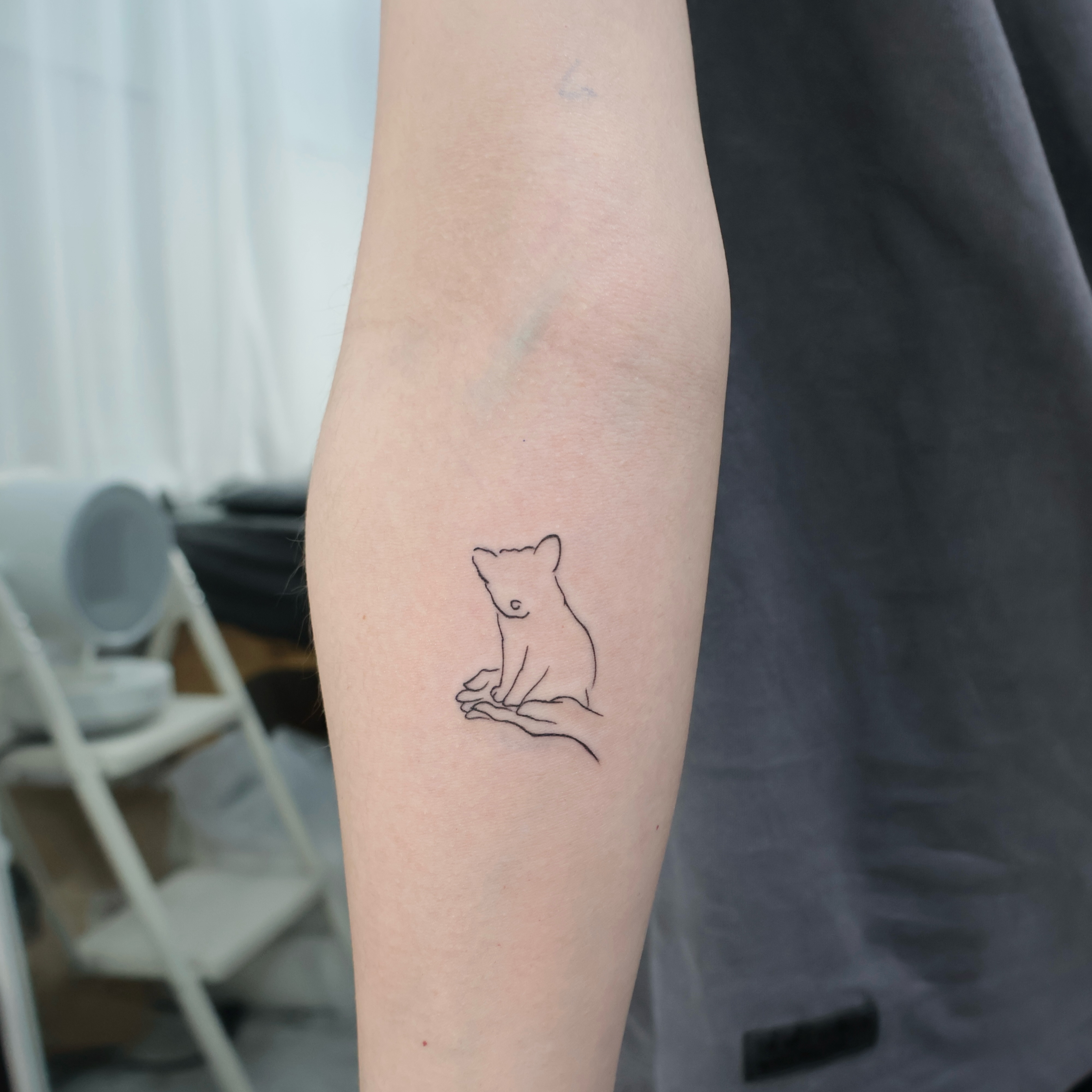 A puppy, remembered in fine lines — Yeonjae Tattoo