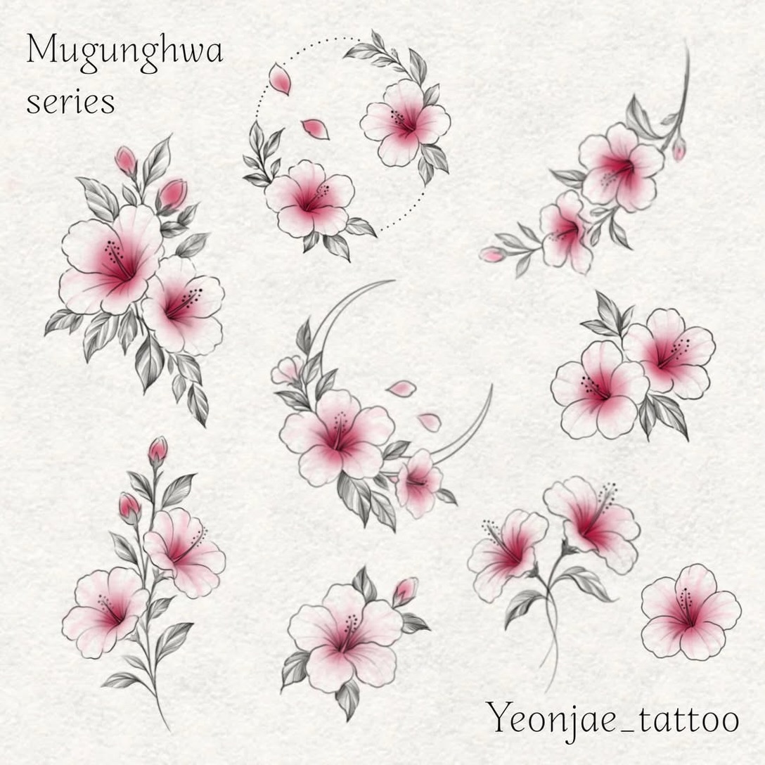 Mugunghwa floral tattoo designs — Yeonjae Tattoo