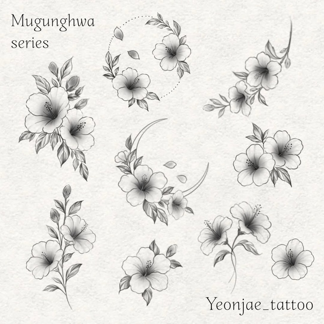 Mugunghwa floral tattoo designs — Yeonjae Tattoo